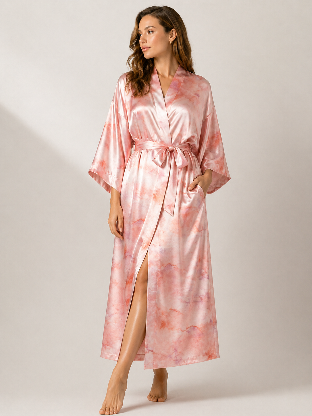 Blush Marble Silk Kimono – Serica House