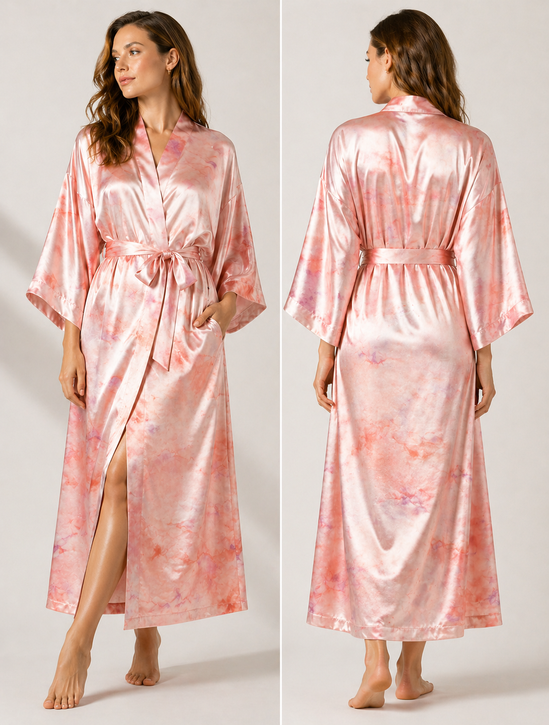 Blush Marble Silk Kimono – Serica House - Image 3