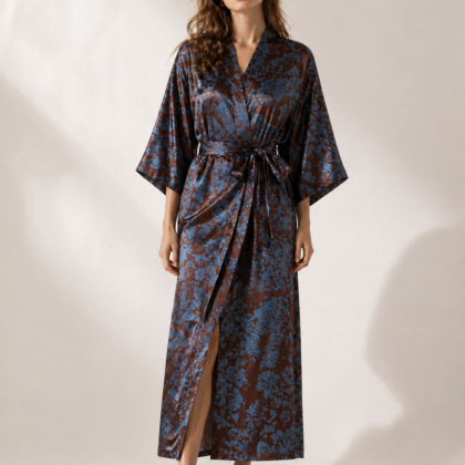 Dark Floral Kimono – Elegant Loungewear