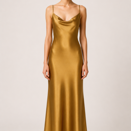 Antique Gold Silk Slip Dress – Timeless Elegance