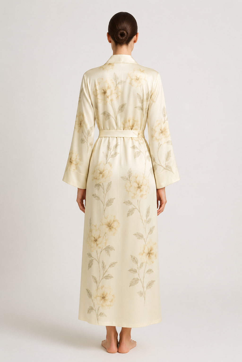 Ivory Floral Silk Robe – Serica House - Image 2