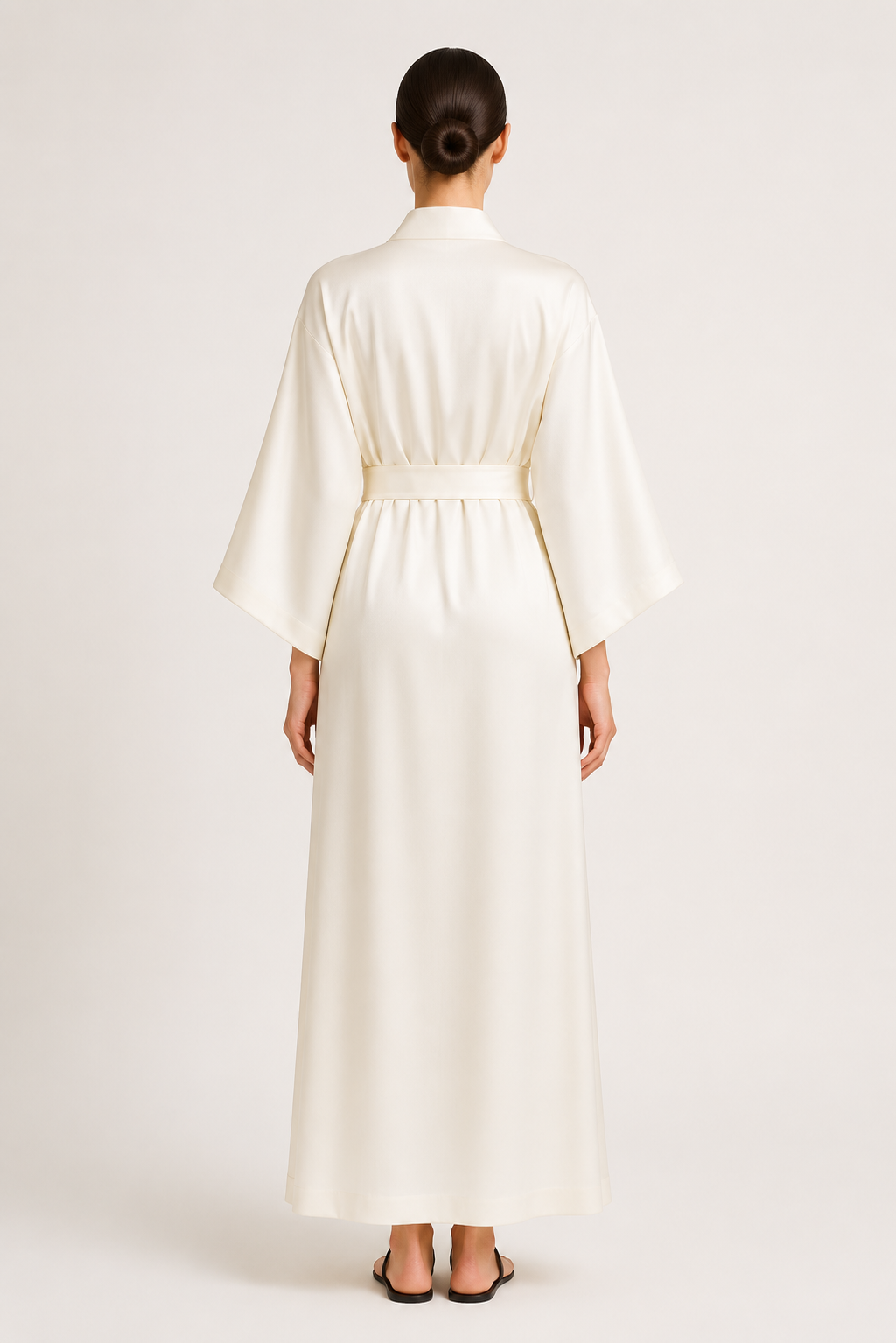 Ivory Wide-Sleeve Silk Kimono | Stylish Comfort - Image 2