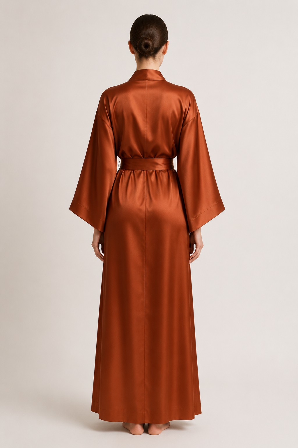 Terracotta Silk Kimono | Serica Elegance - Image 2