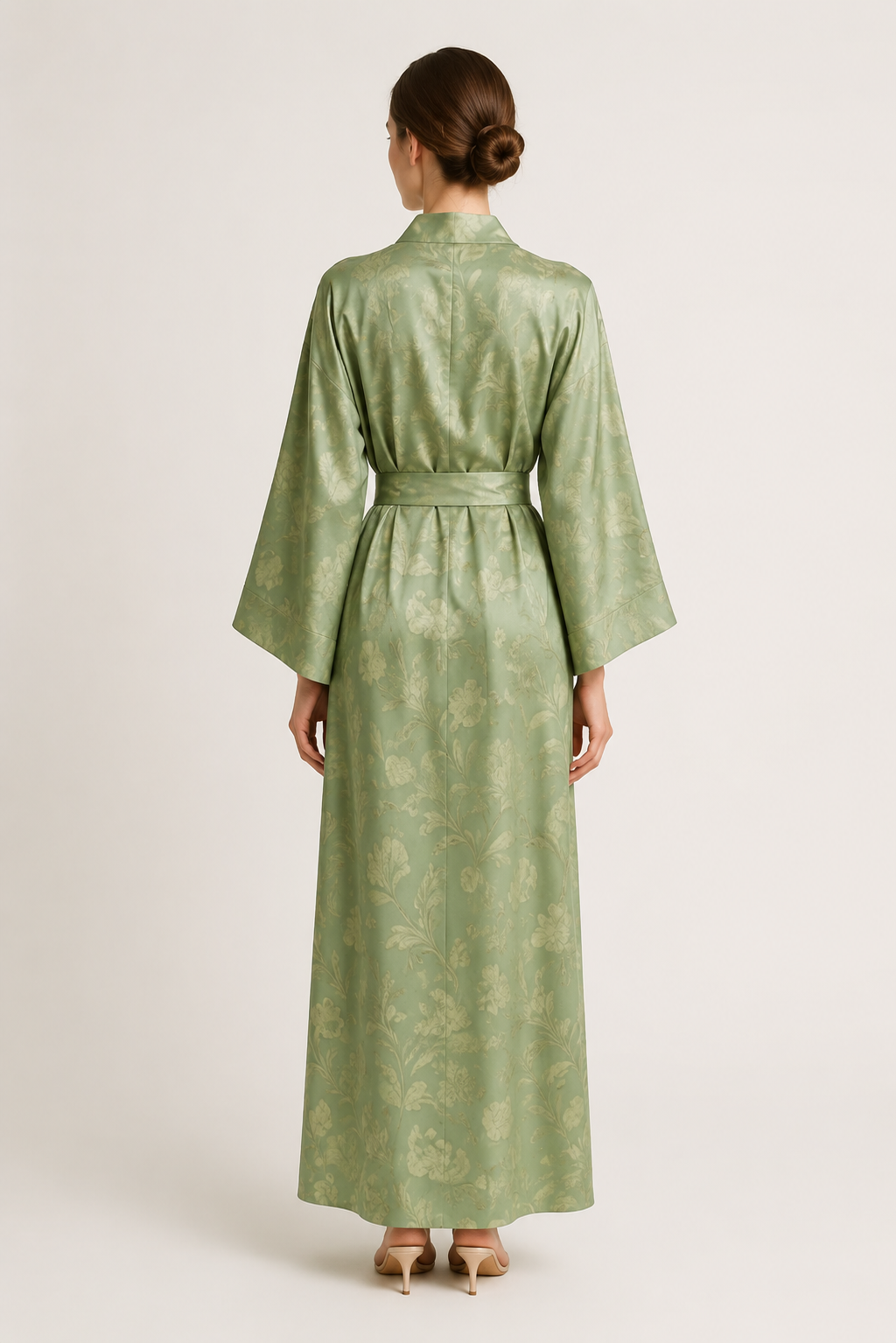 Sage Botanical Silk Robe – Natural Elegance - Image 2