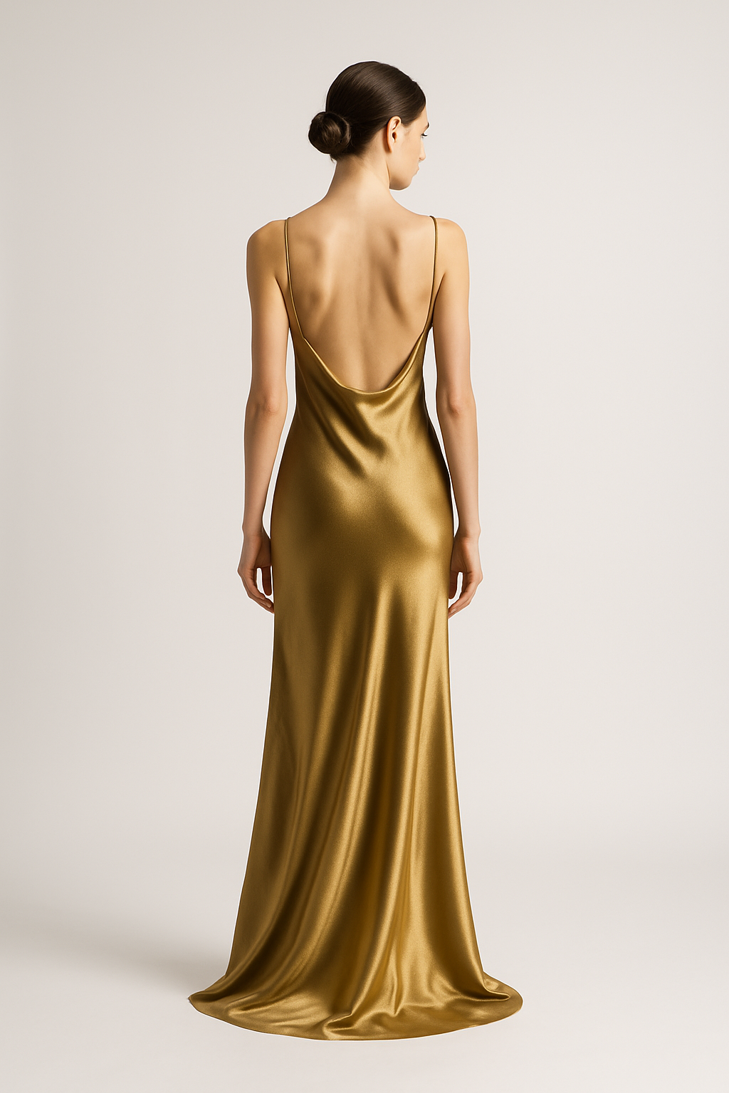 Antique Gold Silk Slip Dress – Timeless Elegance - Image 2