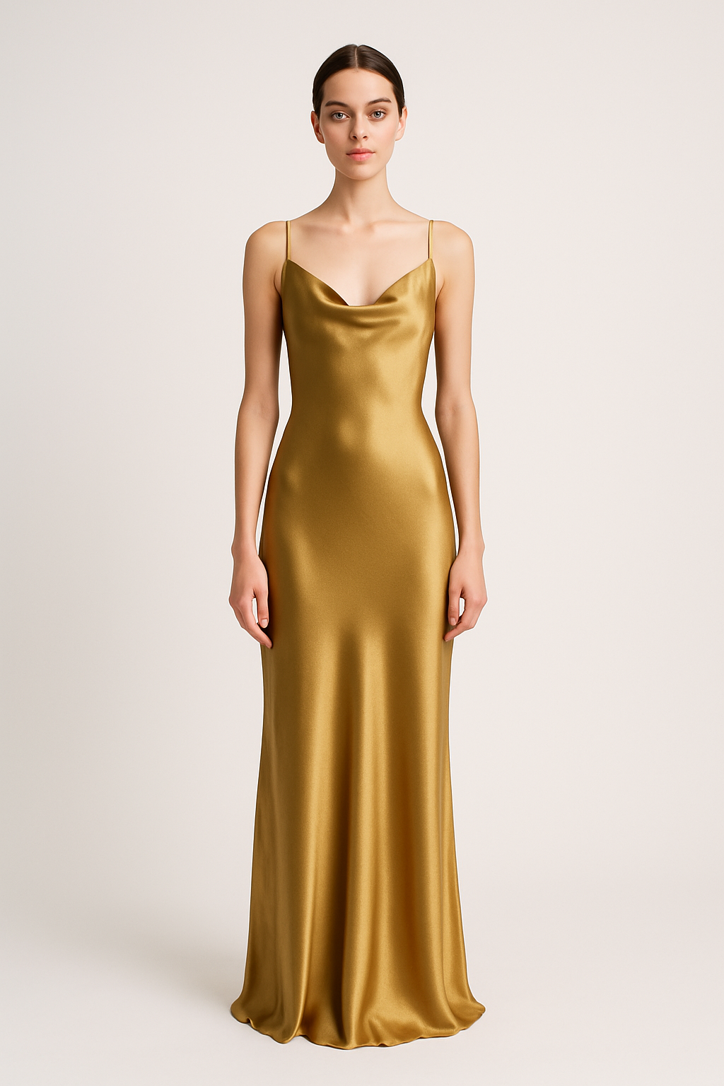 Antique Gold Silk Slip Dress – Timeless Elegance