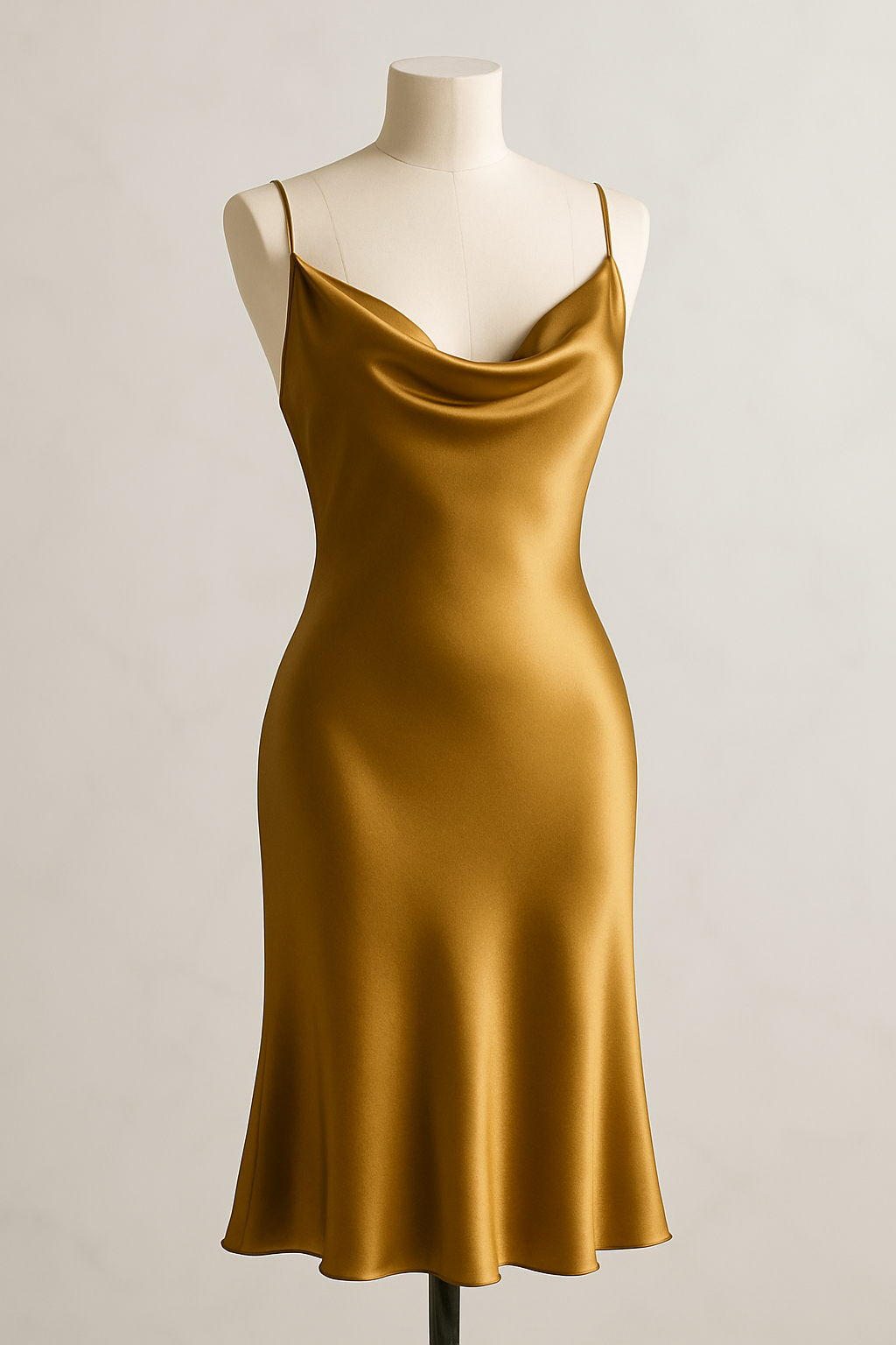 Antique Gold Silk Slip Dress – Timeless Elegance - Image 4