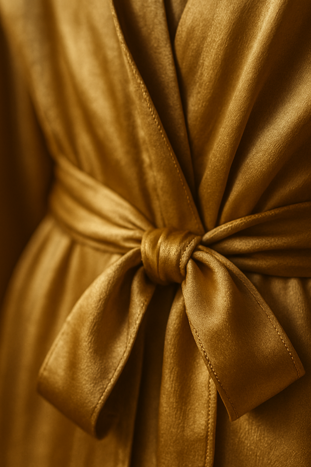 Antique gold silk wrap robe belt detail