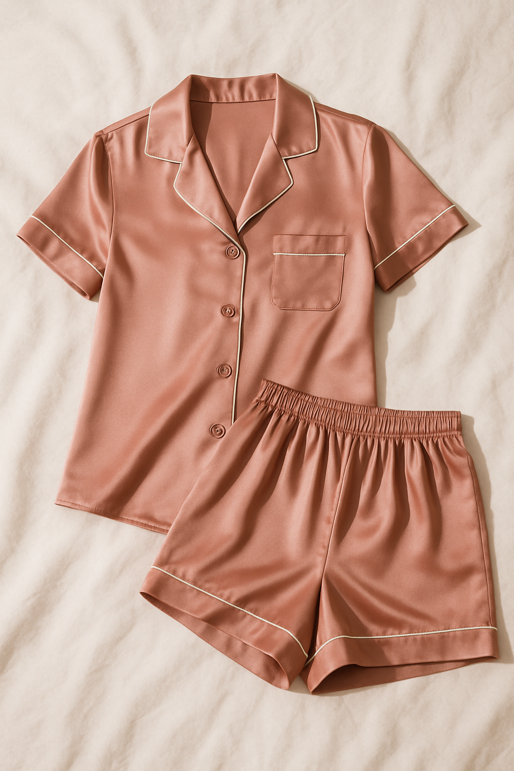 Antique rose silk short pajama set