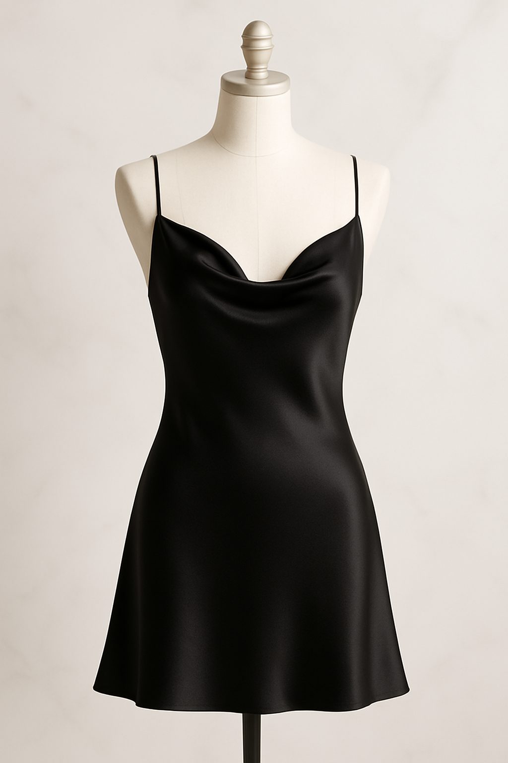 Black Silk Mini Slip Dress – Sleek Nightwear - Image 4