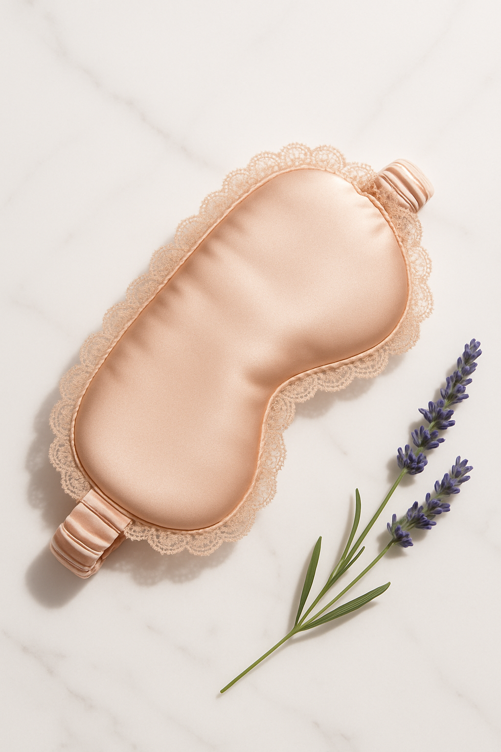 Blush Lace-Trim Silk Sleep Mask – Luxury Rest - Image 2