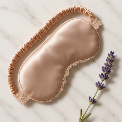Blush Lace-Trim Silk Sleep Mask – Luxury Rest