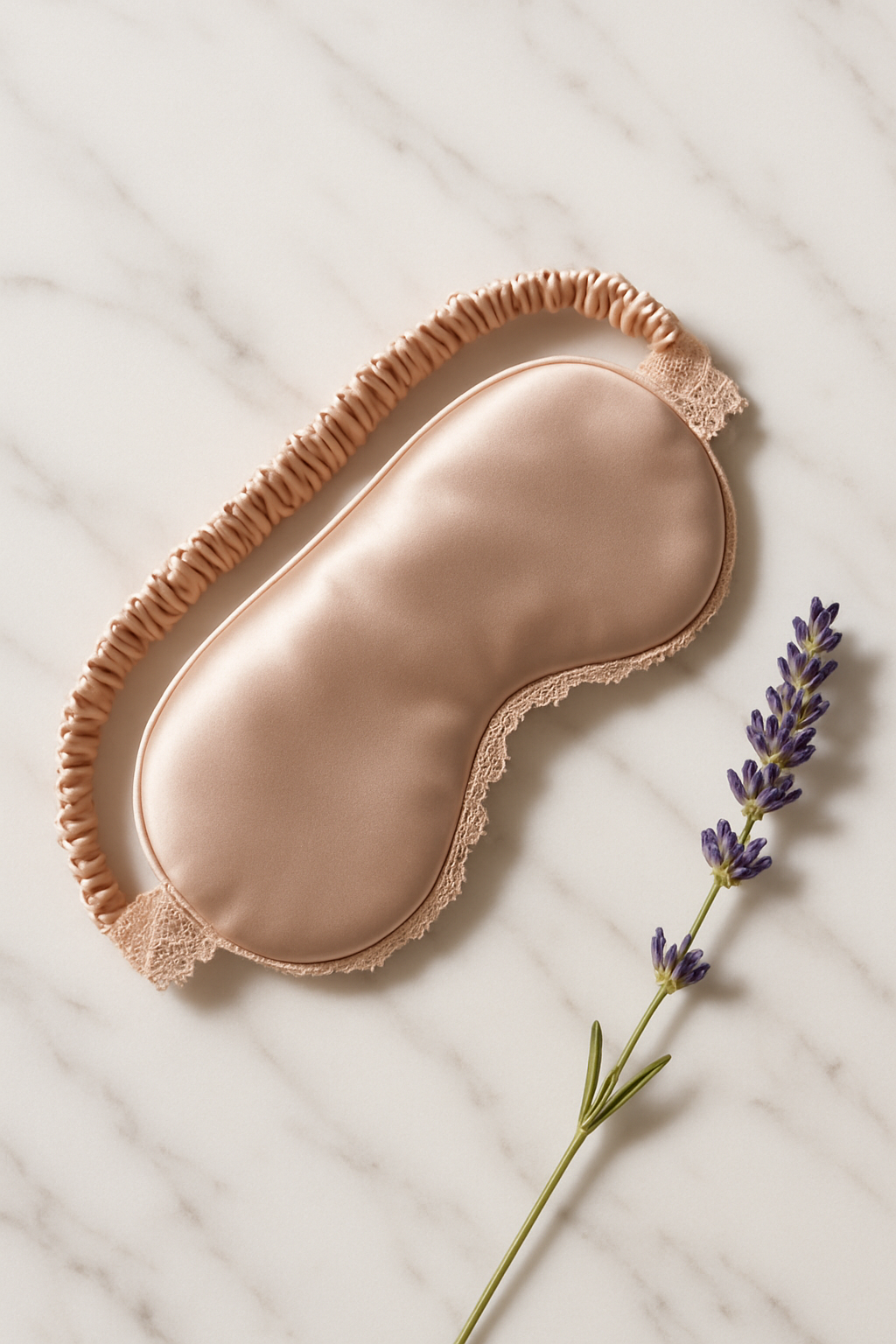 Blush Lace-Trim Silk Sleep Mask – Luxury Rest