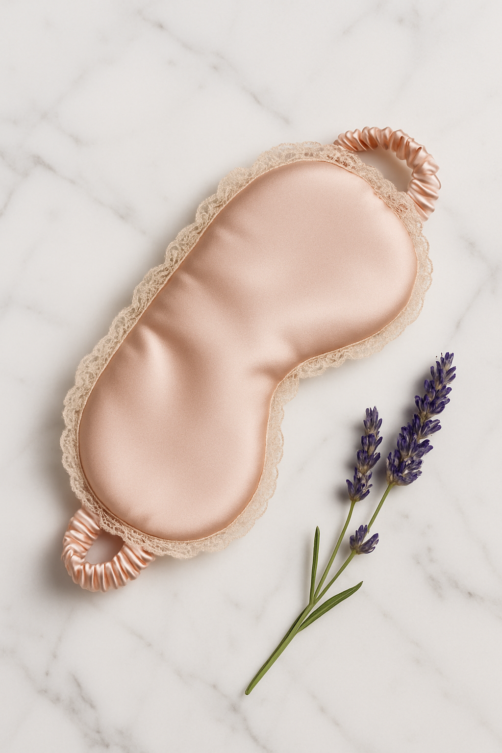 Blush Lace-Trim Silk Sleep Mask – Luxury Rest - Image 4