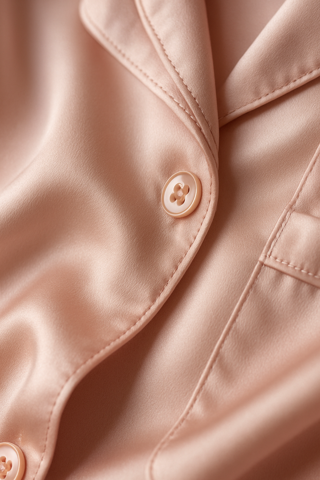 Blush silk pajama shoulder with button detail