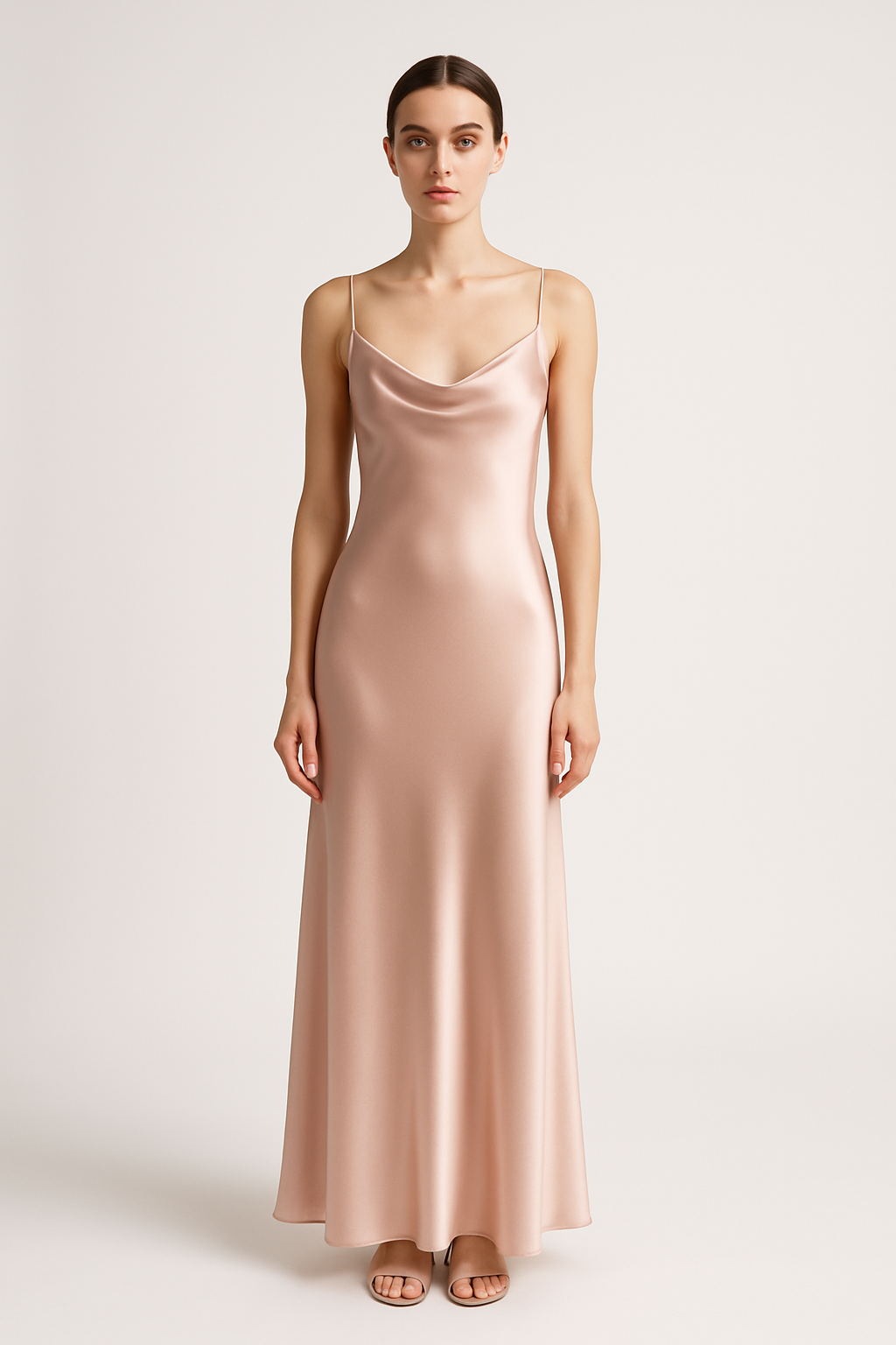 Blush Maxi Silk Slip Dress – Timeless Elegance