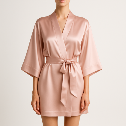 Blush Pink Silk Kimono Robe – Serica Style