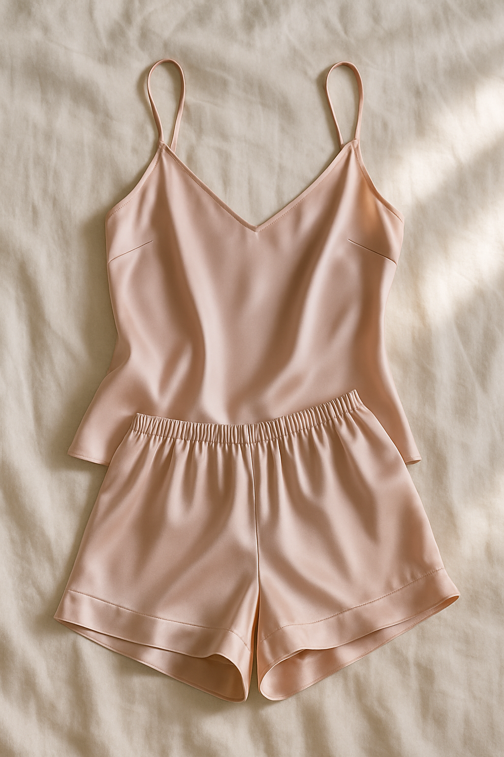 Blush silk cami with shorts set
