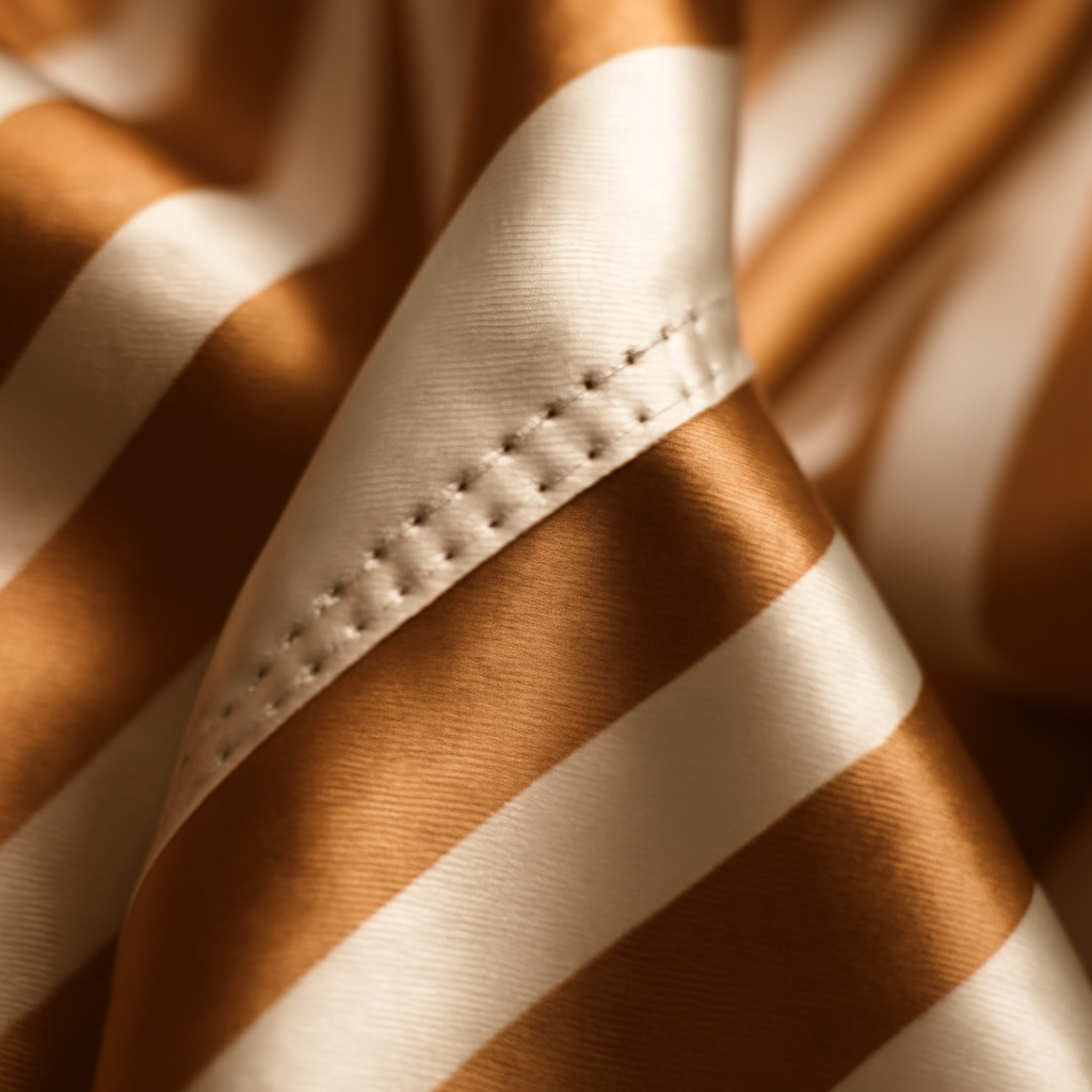 Caramel & Ivory Stripe Silk Robe | Serica House - Image 3