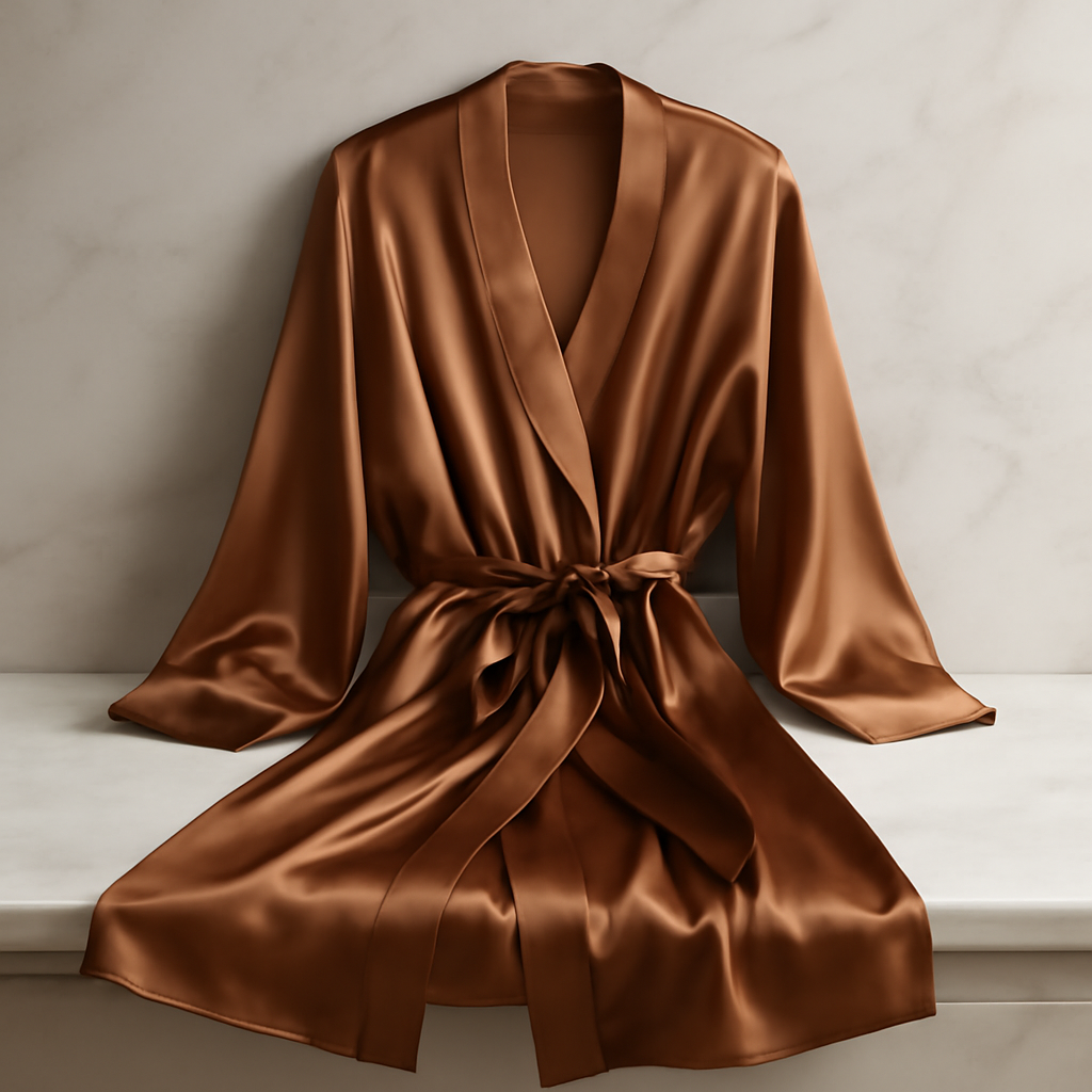 Caramel Silk Robe for Comfort & Style | Serica - Image 5
