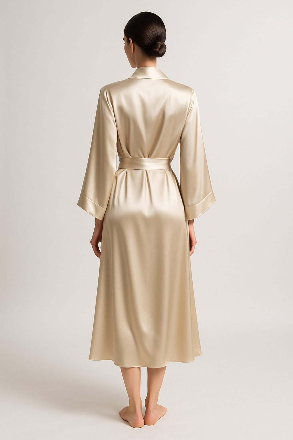 Champagne Silk Wrap Robe for Luxurious Comfort - Image 2