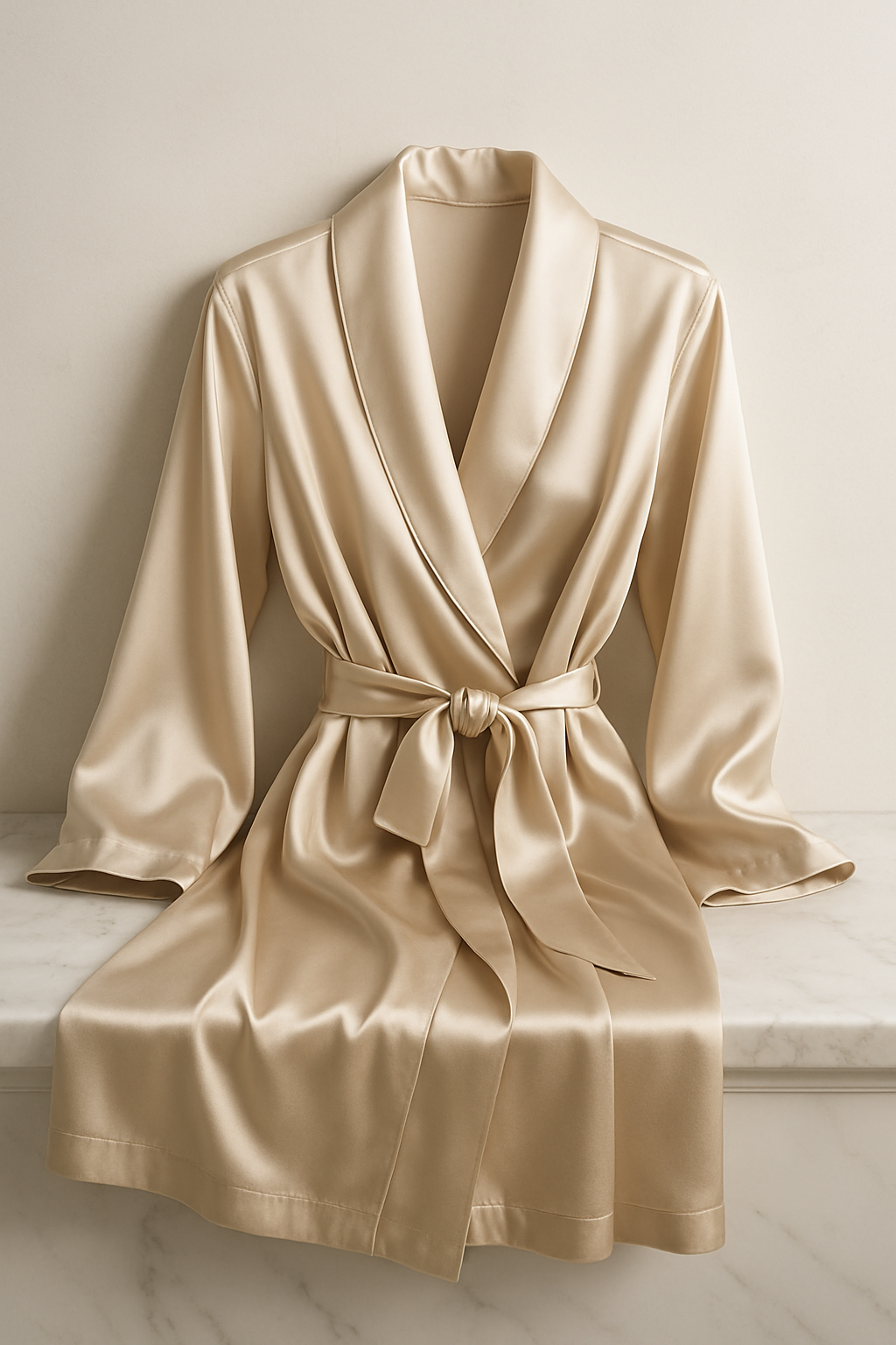 Champagne Silk Wrap Robe for Luxurious Comfort - Image 4