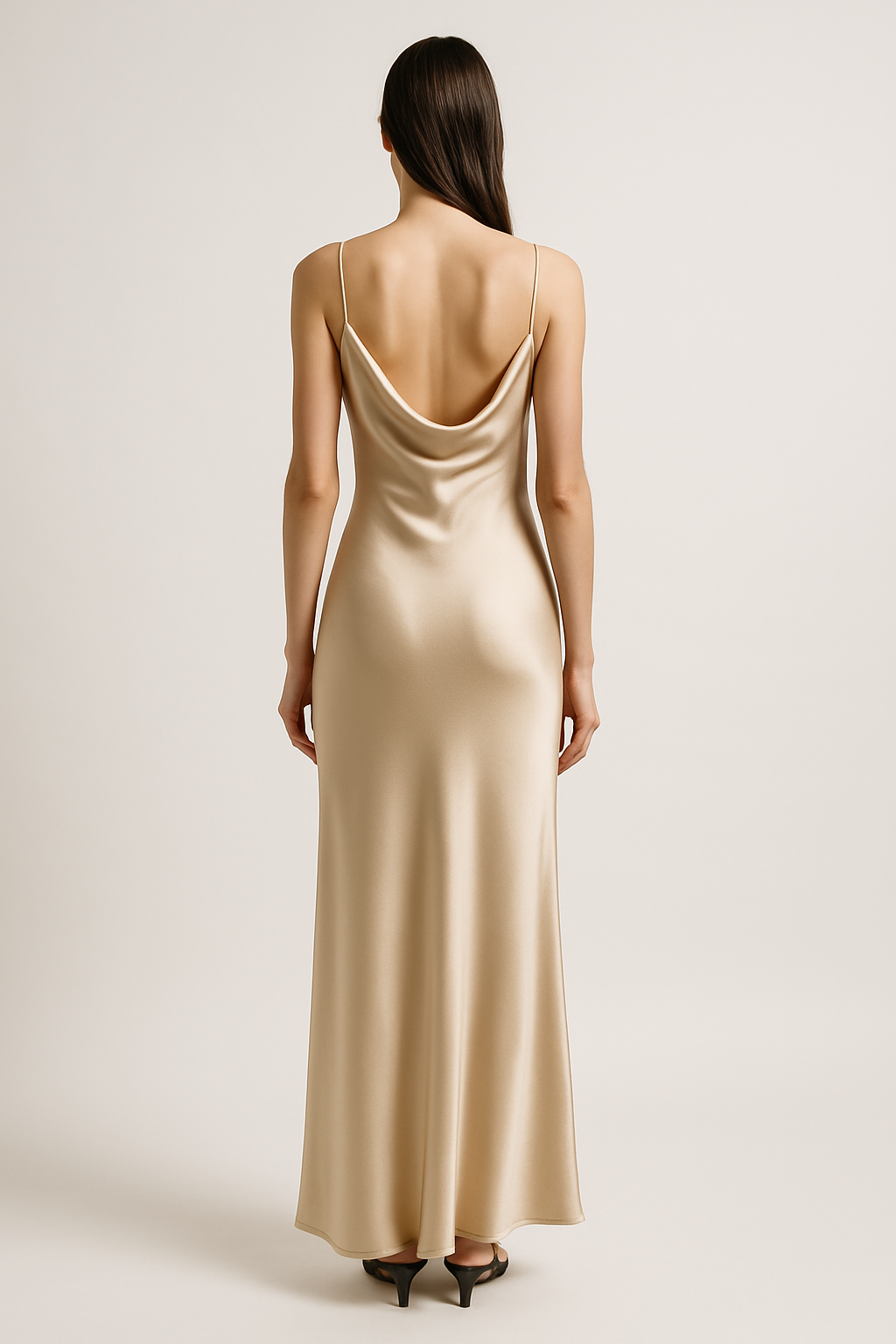 Champagne Cowl-Neck Silk Slip Dress – Serica - Image 2