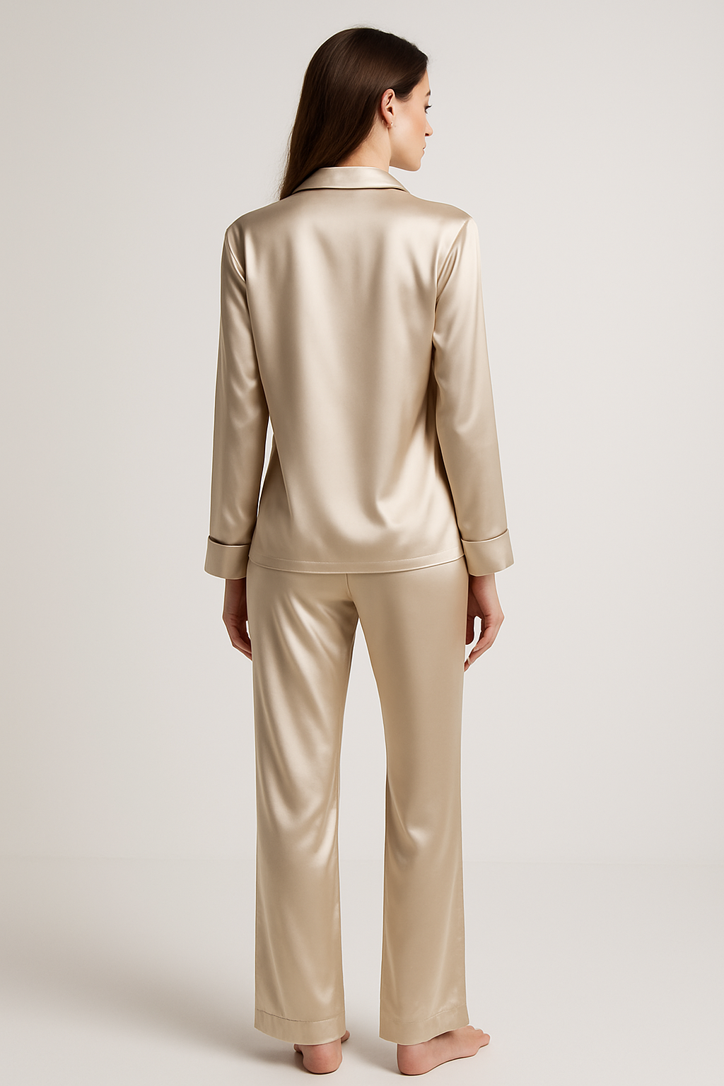 Champagne Silk Pajama Set | Effortless Elegance - Image 2