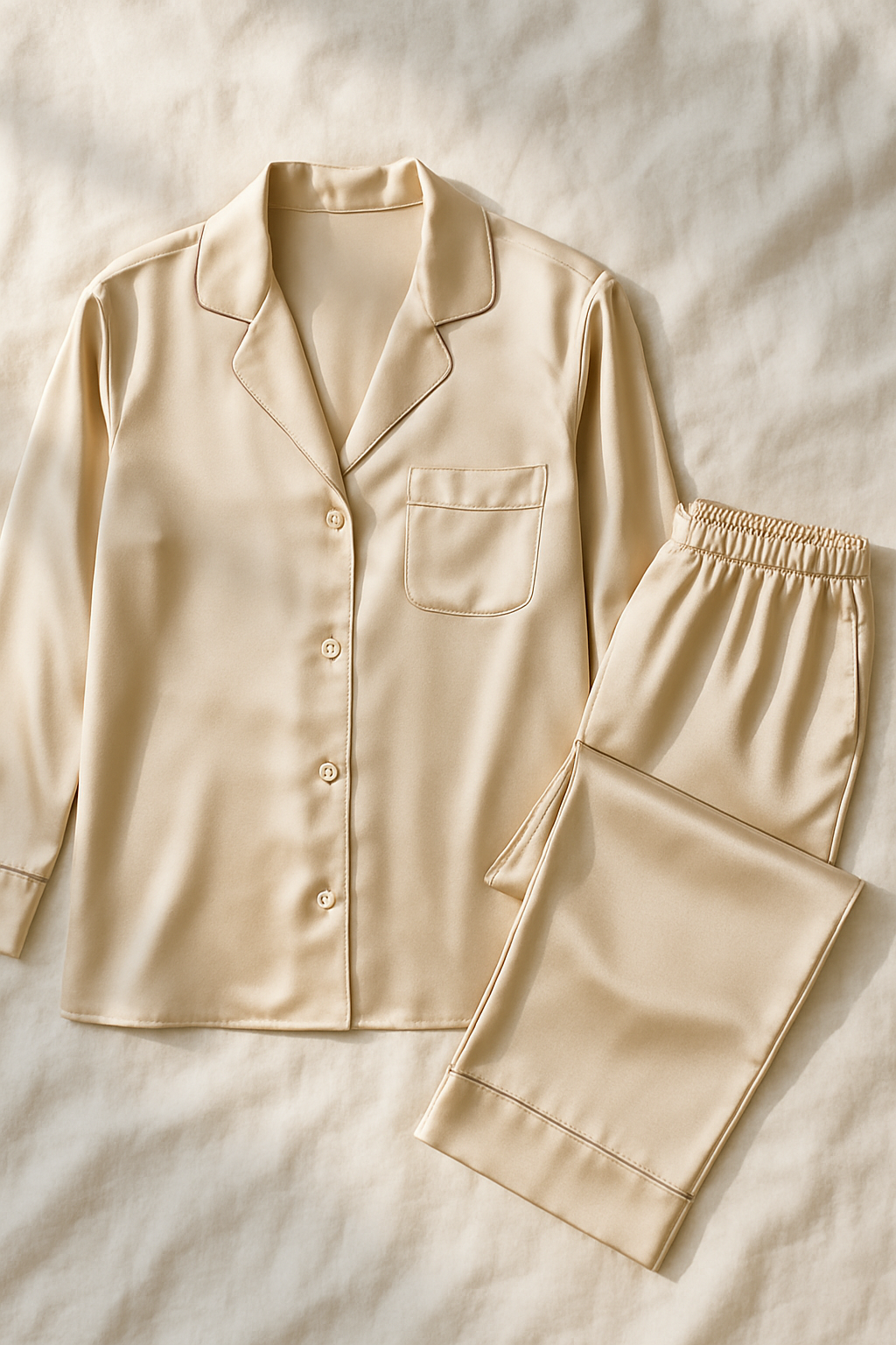 Champagne Silk Pajama Set | Effortless Elegance - Image 4
