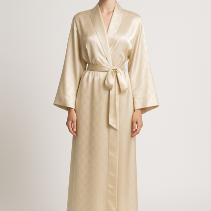 Personalized Champagne Silk Robe | Serica House