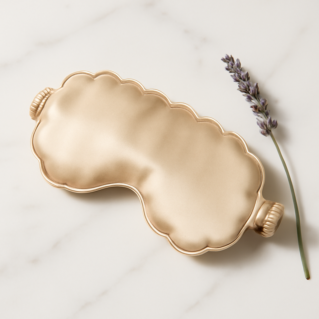 Champagne Scallop-Edge Silk Eye Mask – Stylish Rest - Image 2