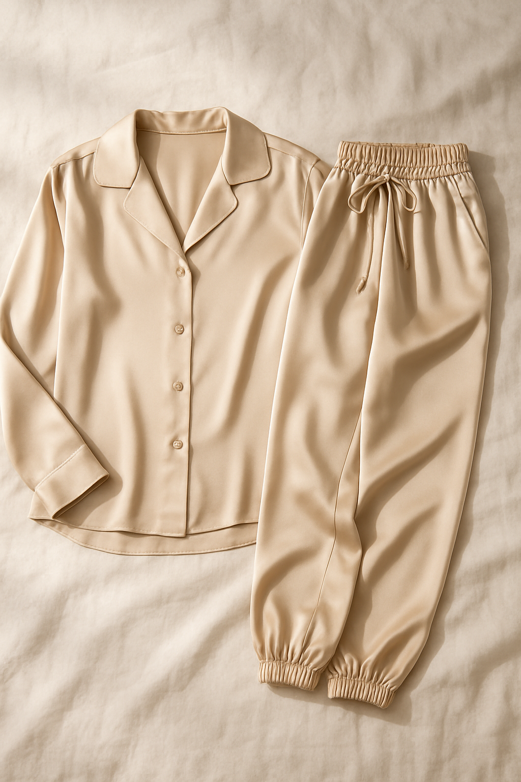 Champagne Silk Jogger Set | Luxury Pajamas - Image 4