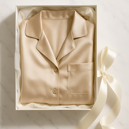 Champagne Silk Pajama Gift Set | Serica House