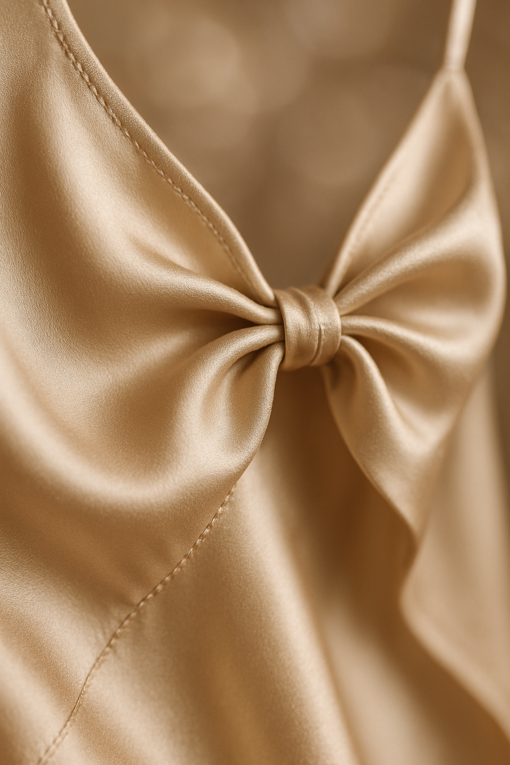 Champagne Silk Slip Dress with Bow - Serica - Image 3