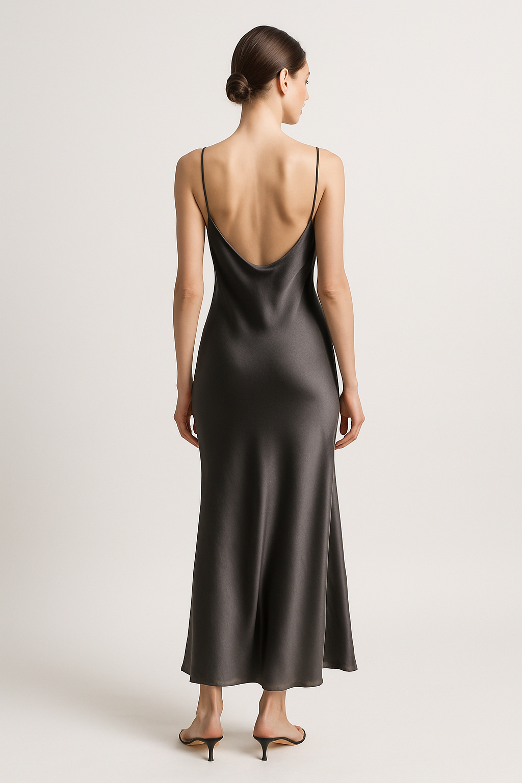 Charcoal Silk Slip Dress – Sleek & Sophisticated - Image 2