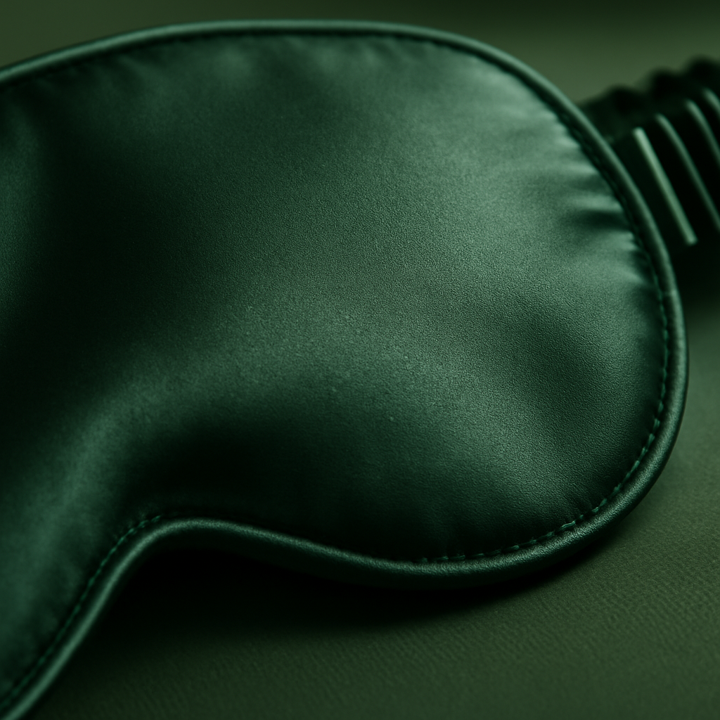 Dark Forest Green Silk Eye Mask – Natural Serenity - Image 3