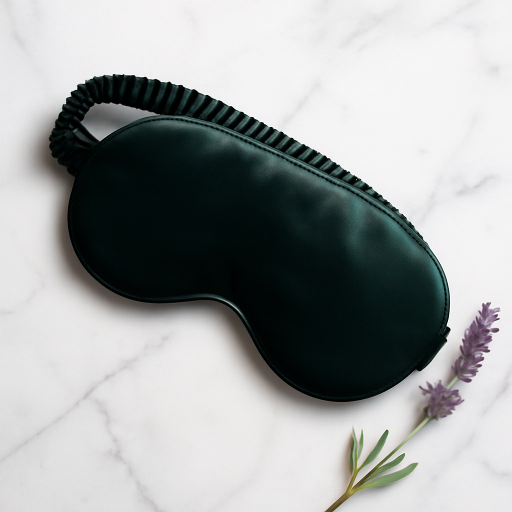 Dark Forest Green Silk Eye Mask – Natural Serenity - Image 4