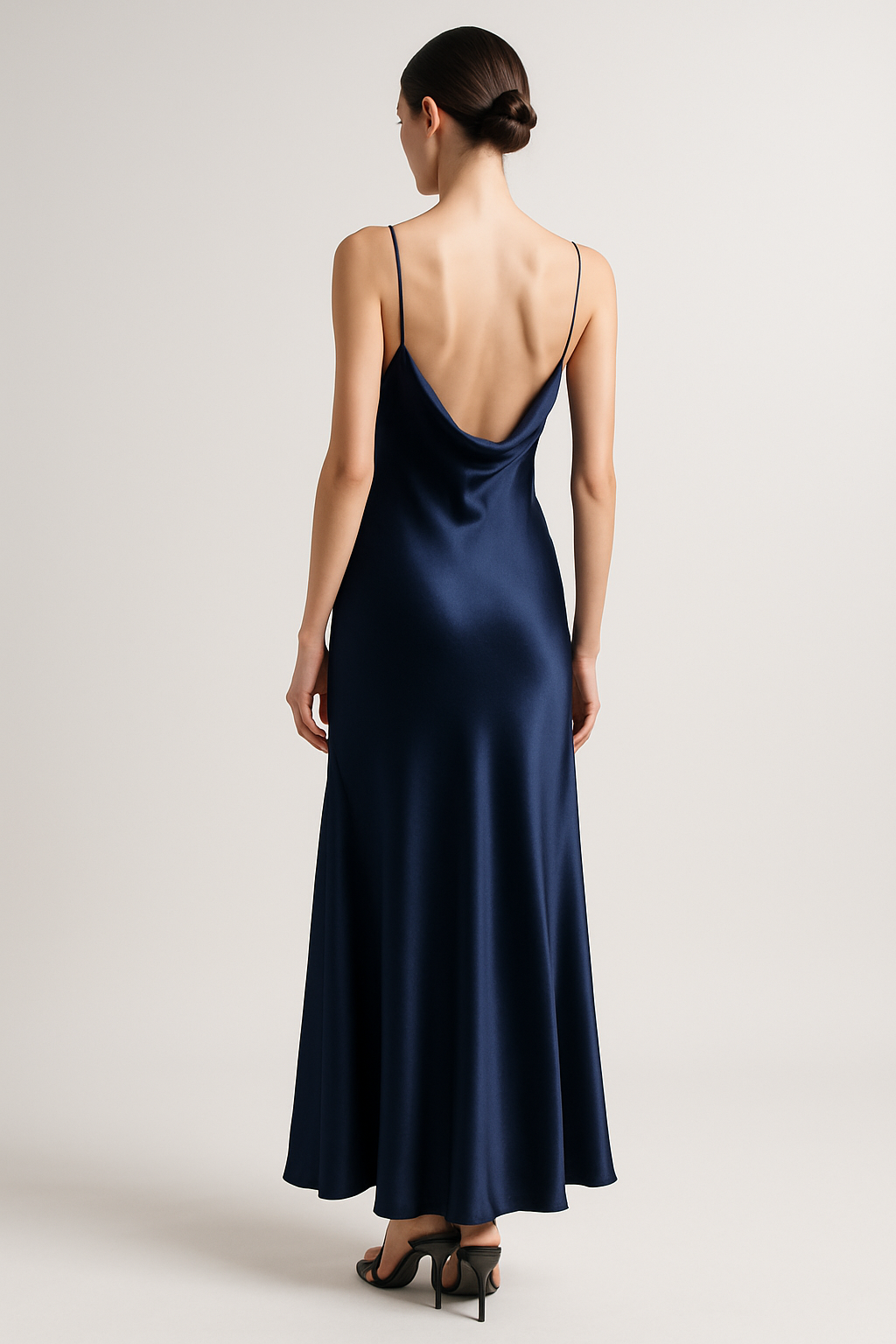 Deep Navy Silk Slip Dress – Elegant Design - Image 2