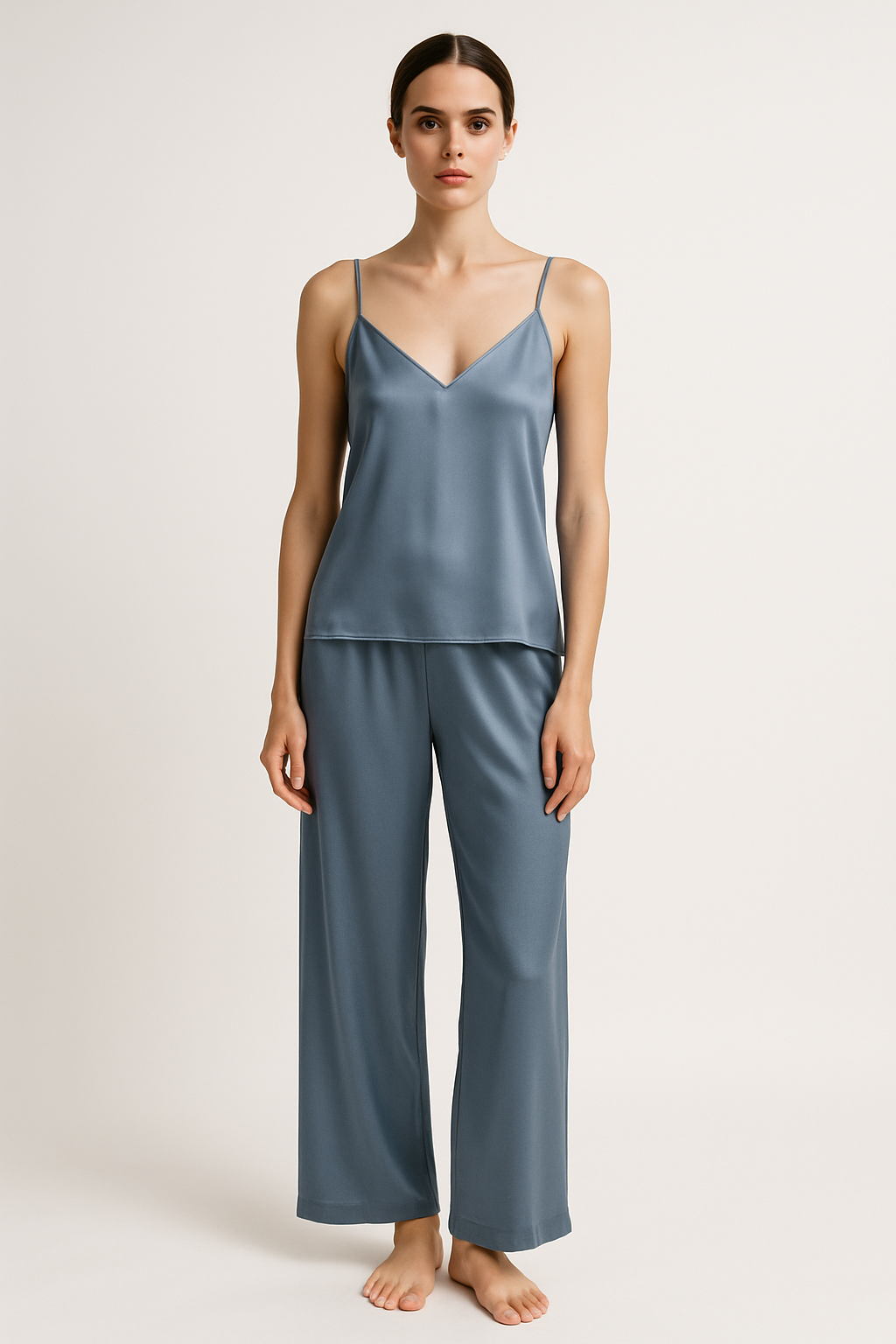 Dusty Blue Silk Sleep Set for Women | Serica