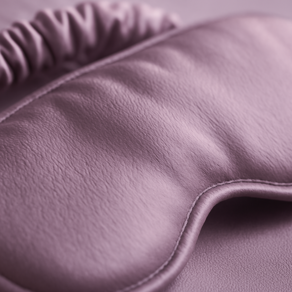 Close-up of lilac silk eye mask texture