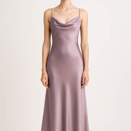 Dusty Lilac Silk Slip Dress – Timeless Style | Serica