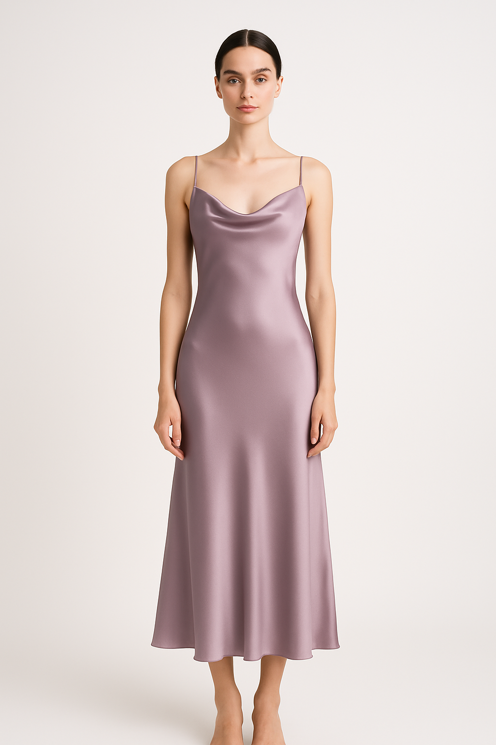 Dusty Lilac Silk Slip Dress – Timeless Style | Serica