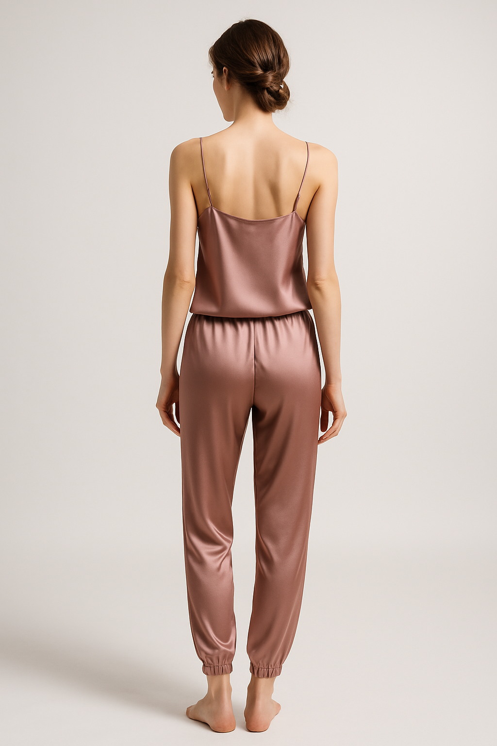 Dusty Rose Silk Cami & Jogger Set | Serica - Image 2