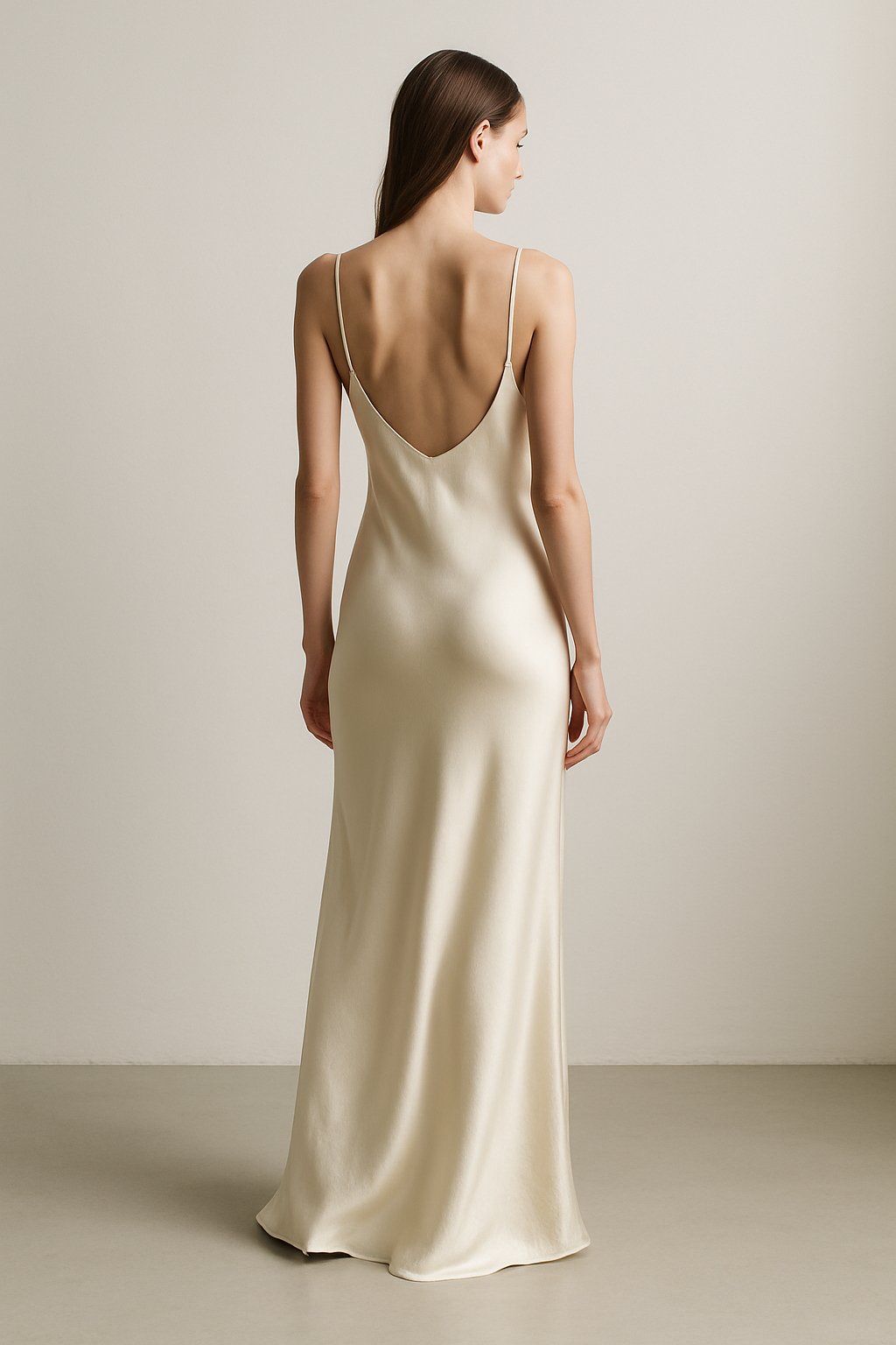 Ecru Long Bias-Cut Silk Dress - Serica House - Image 2