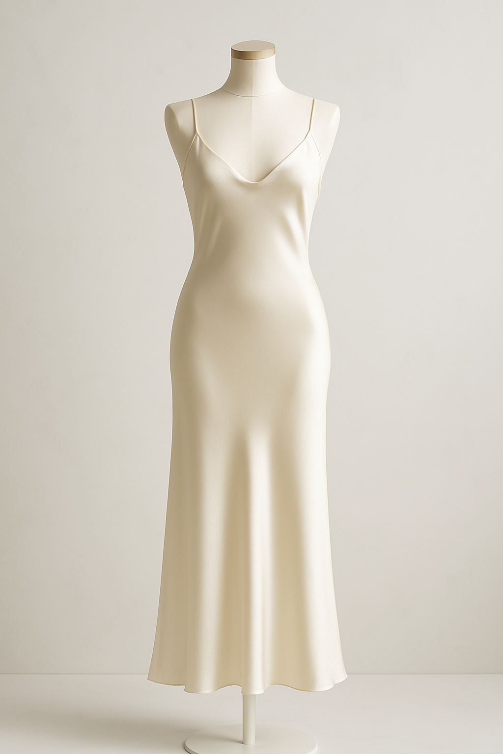 Ecru Long Bias-Cut Silk Dress - Serica House - Image 4