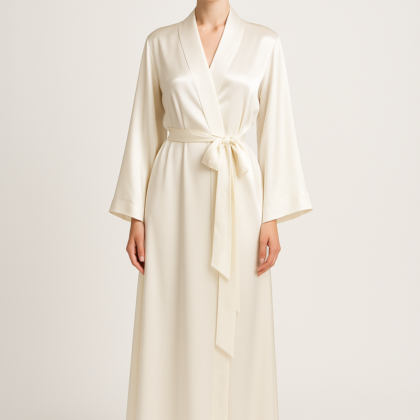 Ecru Silk Bridal Robe | Elegant & Comfortable