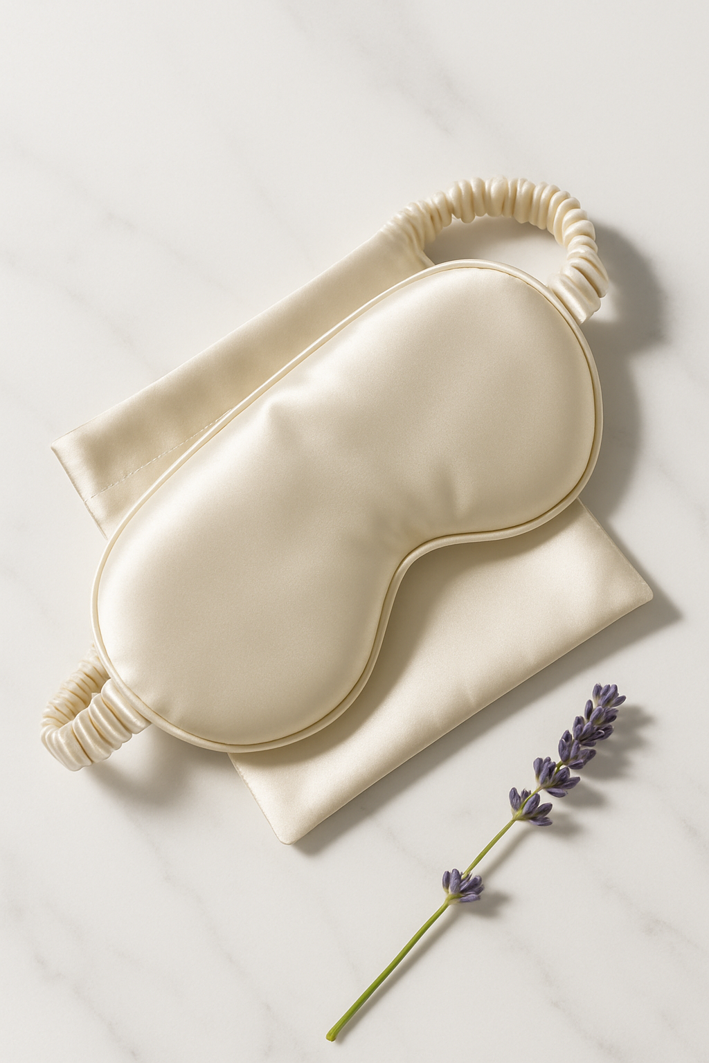 Ecru Silk Sleep Mask & Pouch – Travel Companion - Image 2