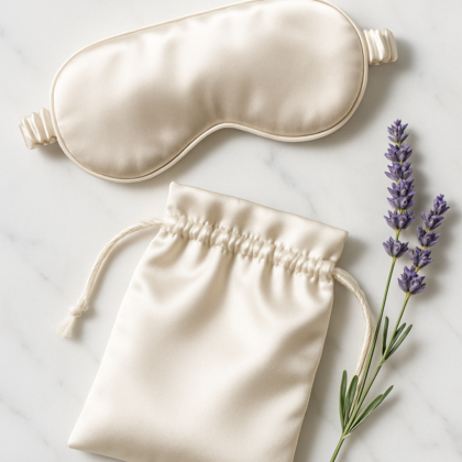 Ecru Silk Sleep Mask & Pouch – Travel Companion