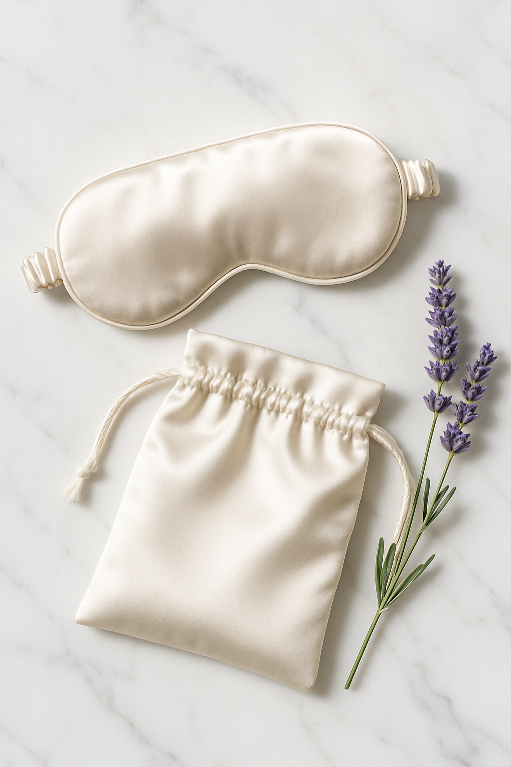 Ecru Silk Sleep Mask & Pouch – Travel Companion