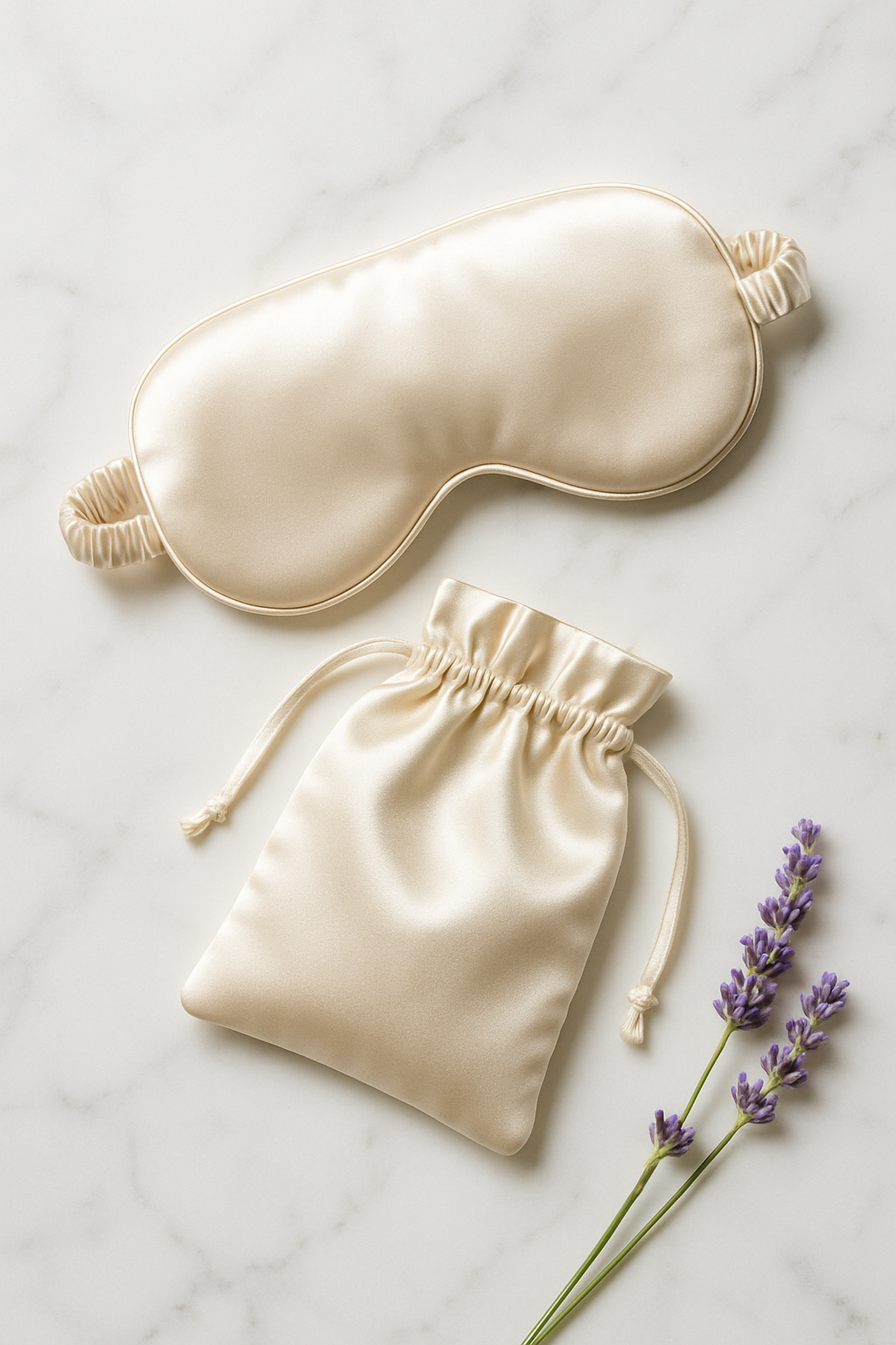Ecru Silk Sleep Mask & Pouch – Travel Companion - Image 4